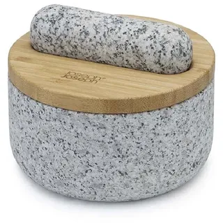 Joseph Joseph Dash Mörser und Stößel aus Granit Ø 15,5 cm mit Bambusdeckel grau