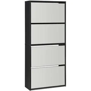 [en.casa] Schuhkipper Lund , Schwarz , Holzwerkstoff , Rechteckig , 24x134x60 cm , Garderobe, Schuhaufbewahrung, Schuhkipper