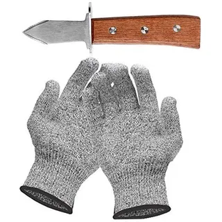 XINLIVE Set mit Austernmesser und Schnittfeste Handschuhe Austernöffner und Schnittschutzhandschuhe für Muscheln oder Hartkäse geeignet - oyster knife (Küche, Gartenarbeit, DIY)