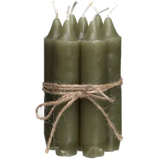 comforder Kerzen Set (7 Stück), 11cm Stabkerzen, einfarbig (Moosgrün) | Skandinavische Tafelkerzen, Paraffin, rußarm, geruchlos, 4+ Std Brenndauer, schmal zulaufendes Ende