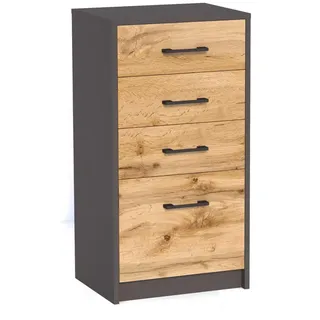 home collective Kommode 45 x 85 x 35 cm graphit-eiche / braun
