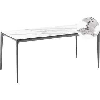 Beliani Gartentisch 180 x 90 x 75 cm Weiß/Dunkelgrau HPL-Platte Marmor Optik