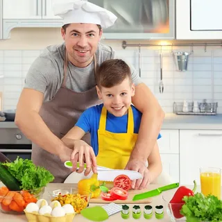 11-teiliges Kindermessenset mit Y-Schäler, Golfschäler und Schneidebrett - Montessori-Messer zum Schneiden von Gemüse, Obst und Brot