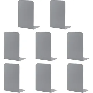 MSDADA Buchstützen aus Metall L, 102x203x135mm, 4 Paar CD Buchständer Kinder, Bücherregal für Schule Zuhause Büro Bibliothek Decorative(Grau)