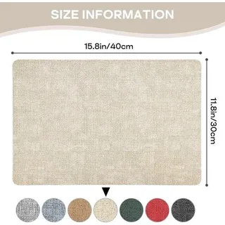 Kunstleren Tischunterlagen - wasserdicht - 6er Set - 40x30 cm - Kunststoff - Beige