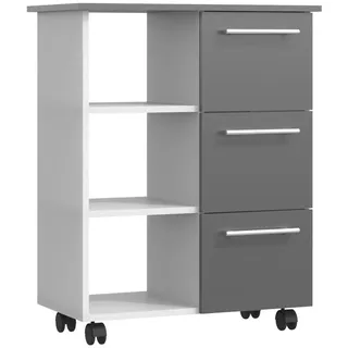 Mid.you Allzweckwagen , Anthrazit, Weiß , Holzwerkstoff , 3 Fächer , 3 Schubladen , 38x85x68 cm , Esszimmer, Servierwagen