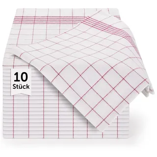 Blumtal Geschirrtücher 10er Set, 50/70 cm, 100% Baumwolle, kariert - rot - Naturmaterialen - 50x70 cm - Geschirrtücher - Schürzen, Geschirrtücher