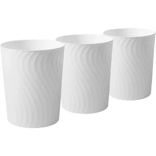YGJT Papierkorb Mülleimer 3 Stück 7L, Kleiner Mülleimer Ideal für Büro Kinderzimmer Wohnzimmer Schreibtisch ohne Deckel, Rund Papierkorb aus Robustes Plastik, 24,9 x 20 x 16,5 CM Weiß