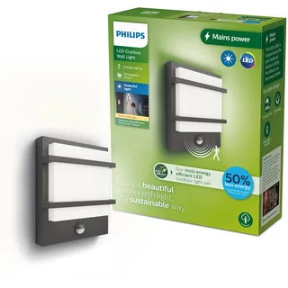 Philips Außenwandleuchte Aluminium 22,7 cm inkl. Bewegungsmelder grau