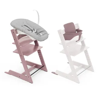 Stokke Tripp Trapp Hochstuhl, Heather Mauve (inklusive Stuhl & Baby Set2) mit Newborn Set (Grey) - Sicheres, verstellbares, ergonomisches Design