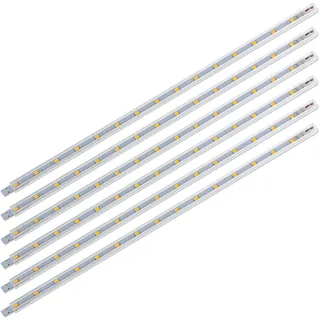 SEBSON LED Leiste 12V warmweiß 6-tlg., Lichtleiste 30cm mit Netzteil, Schalter und Verbindungkabeln, flache Unterbauleuchte Küche, Regal, Schrank - 9x7x300mm