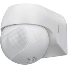 conecto Infrarot Bewegungsmelder innen+außen Aufputz Wand LED 180° schwenkbar neigbar IP44 Dämmerungssensor (1 Stück), weiß