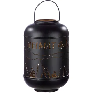 GILDE Kerzenlaterne »Heimat Gefühl, mit ausgestanztem Motiv« Kerzenhalter aus Metall, Laterne, Weihnachtsdeko, schwarz