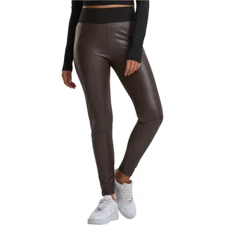 Urban Classics Damen Ladies Faux Leather High Waist Leggings Brown, XS