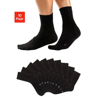 Basicsocken H.I.S, Herren, Gr. 39-42, schwarz (10x schwarz), Baumwollmischung, unifarben, elastisch, Socken Basicsocken, mit eingestrickten Symbolen