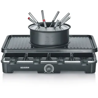 Severin RG 2347 Raclette-Fondue-Kombination 1.400 W für 8 Personen schwarz