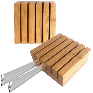alouweekuky Messerblock Schublade, Knife Block aus Bambus Steak Messerhalter Ohne Messer, Kleiner Knife Holder Geeignet für Cutlery Organizer, Besteckkasten, Schubladeneinsatz Küche