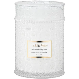 La Jolíe Muse Duftkerze im Glas, Gardenie & Ylang-Ylang Duftkerze, 539g, Natürliche Kerze für zu Hause, 90 Stunden Brenndauer,Weihnachten Geschenk Kerze
