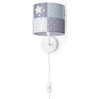 Paco Home Wandleuchte »Cosmo 345«, 1 flammig, Leuchtmittel E14   ohne Leuchtmittel, Kinderlampe Wandlampe Schalter Ø...18cm Sterne Punkte Kabellänge 3m E14, weiß