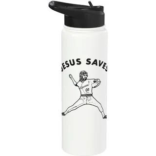 Jesus rettet Shirt Religiöser christlicher Glaube Baseball Weiß V Stainless Steel Insulated Water Bottle