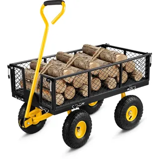 Vevor Bollerwagen 408kg Belastbar Gerätewagen Gartenwagen Stahlrahmen Handwagen 82cm Griff Gartenkarre 2m Seil Geeignet für Rasenflächen Höfe Strände Bauernhöfe Lagerhäuser