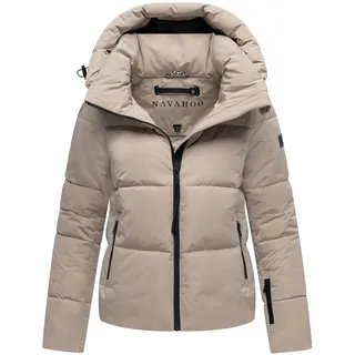 Steppjacke NAVAHOO "Steppjacke Frostherz XIV", Damen, Gr. M, beige (light taupe), Obermaterial: 100% Polyester PES.  Obermaterial: Futter: 100% Polyester PES. 100% Polyester PES., gerade hüftbedeckend, hoch geschlossener Ausschnitt, Ärmel ohne Ärmelschlitz normaler Saum, Jacken Steppjacke, Kurze gesteppte Damen Winterjacke mit abnehmbarer Kapuze