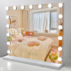 Puselo Hollywood Spiegel mit Beleuchtung, großer Schminkspiegel mit 3 Farbtemperaturen, USB-Anschluss,Touch Steuerung, dimmbar Makeup Spiegel für Tisch & Wandmontage (80x60CM)