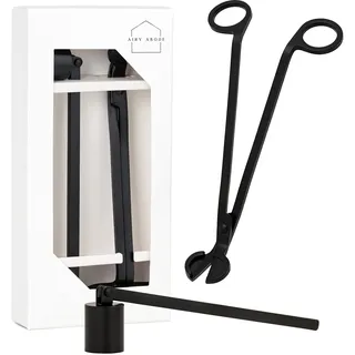 Airy Abode Kerzen-Zubehör-Set mit Kerzenlöscher und Dochtschneider, schwarz