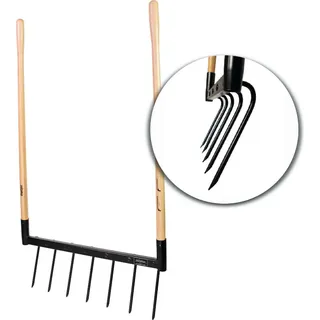 De Woeler DW7 Gartenforke - Gartengeräte - Ergonomischer Spaten -e Holzgriffe - Edelstahl - 75cm