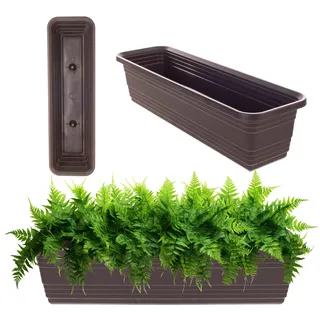KADAX Blumenkasten 60 cm, Mokka – Balkontopf aus Kunststoff, witterungsbeständiger Pflanzkasten, Blumentopf, Geländerkasten für Blumen, Kräuter und Pflanzen