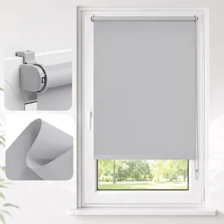 SALCAR Thermorollo ohne Bohren Klemmfix - Verdunkelungsrollo für Fenster & Tür, Seitenzugrollo mit 18mm Alurohr & Thermo-Beschichtung, Sonnenschutz Hitzeschutz Sichtschutz, Hellgrau, B 40 x H 130 cm
