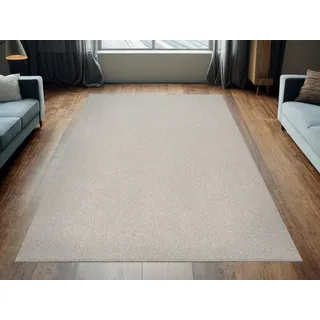 AKCILA Brasil Wohnzimmerteppich 200x400 cm Beige Schlingenflor, Kurzflor, Filzrücken, Teppich für Wohn- und Esszimmer, geeignet für Fußbodenheizung