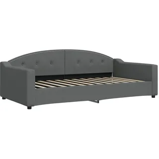 vidaXL Tagesbett Dunkelgrau 100/200 Cm Stoff , Grau , Textil , Strukturbuche , vollmassiv , Rechteckig , 100x200 cm , Schlafzimmer, Betten