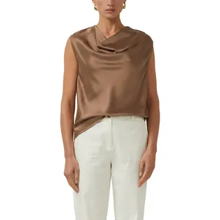s.Oliver Damen Bluse – Satin, Wasserfall-Ausschnitt, ärmellos