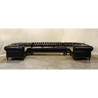 JV Möbel Chesterfield Ecksofa Wohnlandschaft 245 x 450x 245cm - Schwarz