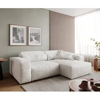 DeLife Ecksofa Sirpio 230x155 cm Bouclé Creme-Weiß Recamiere variabel
