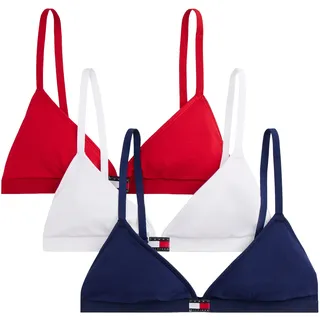 Triangel-BH "3 PACK TRIANGLE", Damen, Gr. XS (34), N-Gr, weiß (weiß, primary rot, preppy navy), Jersey, Obermaterial: 95% Baumwolle, 5% Elasthan, TOMMY HILFIGER UNDERWEAR, körpernah, BHs Triangel-BH