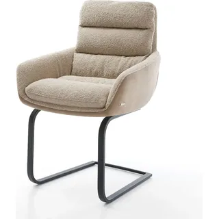 DELIFE Freischwinger Abelia-Flex mit Armlehnen Materialmix Schlamm Freischwinger flach Schwarz - Braun, Beige