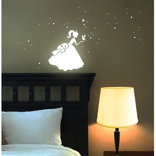 Wandtattoo Prinzessin fluoreszierend Leucht Wandtattoo Sterne Punkte fluoreszierend leuchtende Prinzessin Leuchtsticker M1191