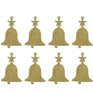 Glitzer Weihnachtsbaumdekoration Set Mit 8 Glocken Gold