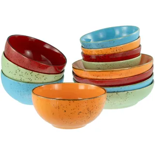 CreaTable, 24223, Serie Nature Collection Mediterran, 12-teiliges Geschirrset für 12 Personen, Bowl Set aus Steinzeug, spülmaschinen- und mikrowellengeeignet, Qualitätsproduktion