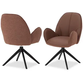 Homestyle4u Polsterstuhl 2er Set Leder Braun drehbar