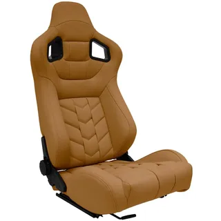 AUTO-STYLE Sportsitze 'GK' - Beige Kunstleder - Doppelseitig Verstellbare Rückenlehne - inkl. Laufschienen