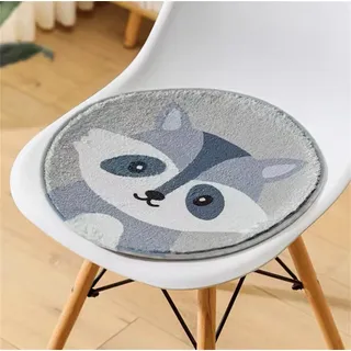 Champracer Runde Stuhlkissen Sitzkissen für Kinder, Waschbare Weiche Sitzpolster Komfort Stuhlauflage für Outdoor & Indoor Gartenstuhl (Waschbär, 30x30 cm)
