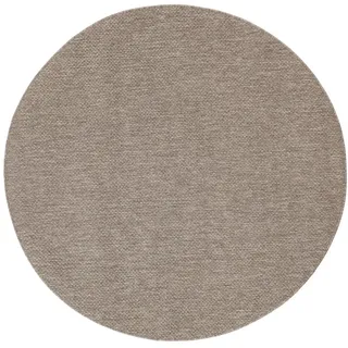 RugVista Clio In & Outdoor-Teppich, Rund, Ø 250 cm, Braun | Moderne, Niedriger Stapel, Nur Handwäsche, Oeko-Tex 100, UV-beständig, Patio