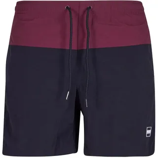 Urban Classics Herren Badehose Block Swim Shorts, Badehose für Männer, schnell trocknend, cherry/black, 3XL