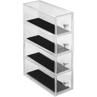 iDesign Clarity Jewelry Schmuckaufbewahrung | Schmuckkasten mit 4 Schubladen für Uhren, Ketten etc. | Umdrehbarer Schmuck Organizer mit Kratzschutz | Kunststoff durchsichtig