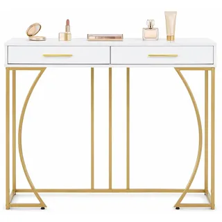 Okwish Konsolentisch 120x38x76 cm Weiß/Gold