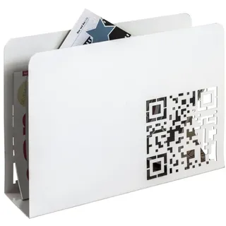 HAKU Möbel Zeitungsständer weiß, Metall - Maße: B 35 cm x H 26 cm x T 10 cm, Style: Modern