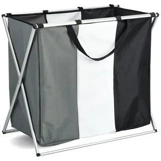 Zeller Present Wäschesortierer, 3 Fächer, Polyester/Aluminium,